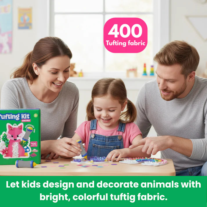Tufting Kit | Sensorisches Kreativspiel mit bunten Stoffteilen | für Kinder ab 4 Jahren