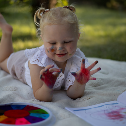Farbpalette mit 12 verschiedenen Farben zum Fingerfarbenmalen (ab 1 Jahr)