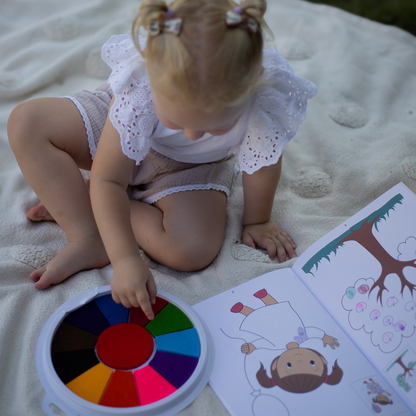 Farbpalette mit 12 verschiedenen Farben zum Fingerfarbenmalen (ab 1 Jahr)