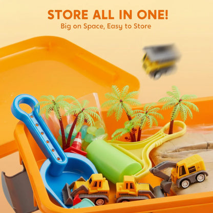 Sensorik-Set mit magnetischem Sand & leuchtenden Steinen | Baustelle & Bagger