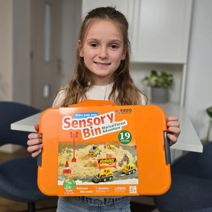 Sensorik-Set mit magnetischem Sand & leuchtenden Steinen | Baustelle & Bagger