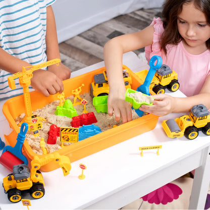 Sensorik-Set mit magnetischem Sand & leuchtenden Steinen | Baustelle & Bagger