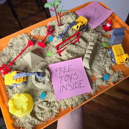 Sensorik-Set mit magnetischem Sand & leuchtenden Steinen | Baustelle & Bagger