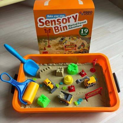 Sensorik-Set mit magnetischem Sand & leuchtenden Steinen | Baustelle & Bagger