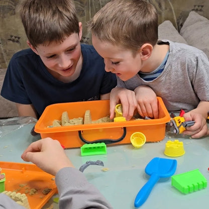 Sensorik-Set mit magnetischem Sand & leuchtenden Steinen | Baustelle & Bagger
