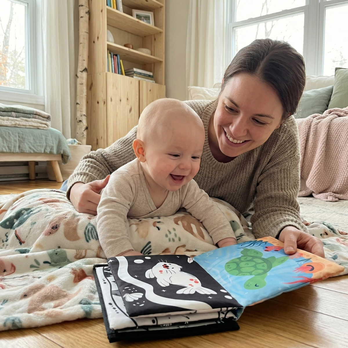 Sensorisches Bauchspielzeug mit Quietsche | 0–12 Monate