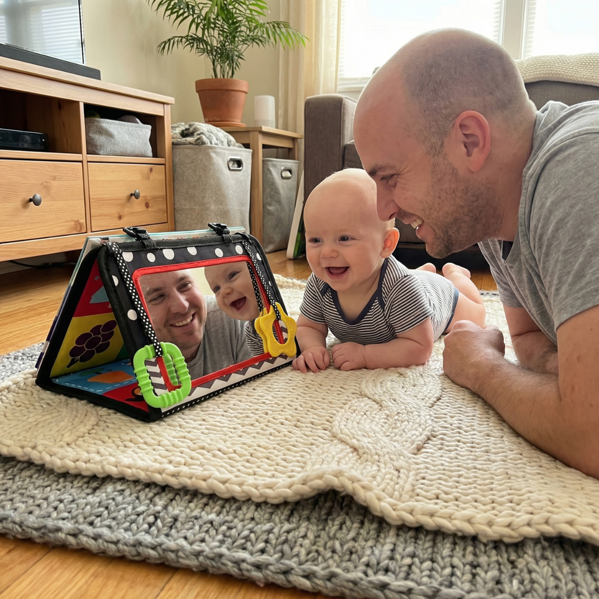 Sensorisches Bauchspielzeug mit Quietsche | 0–12 Monate