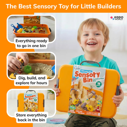 Sensorik-Set mit magnetischem Sand & leuchtenden Steinen | Baustelle & Bagger