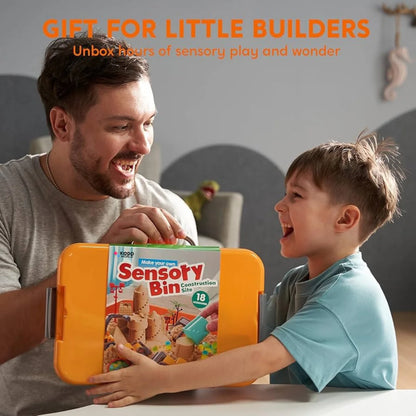 Sensorik-Set mit magnetischem Sand & leuchtenden Steinen | Baustelle & Bagger