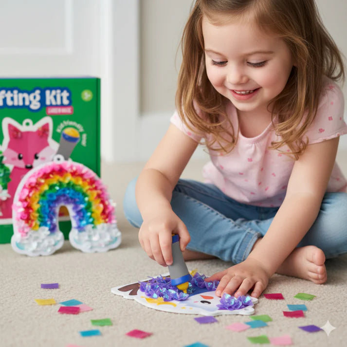 Tufting Kit | Sensorisches Kreativspiel mit bunten Fäden | Für Kinder ab 4+ Jahren