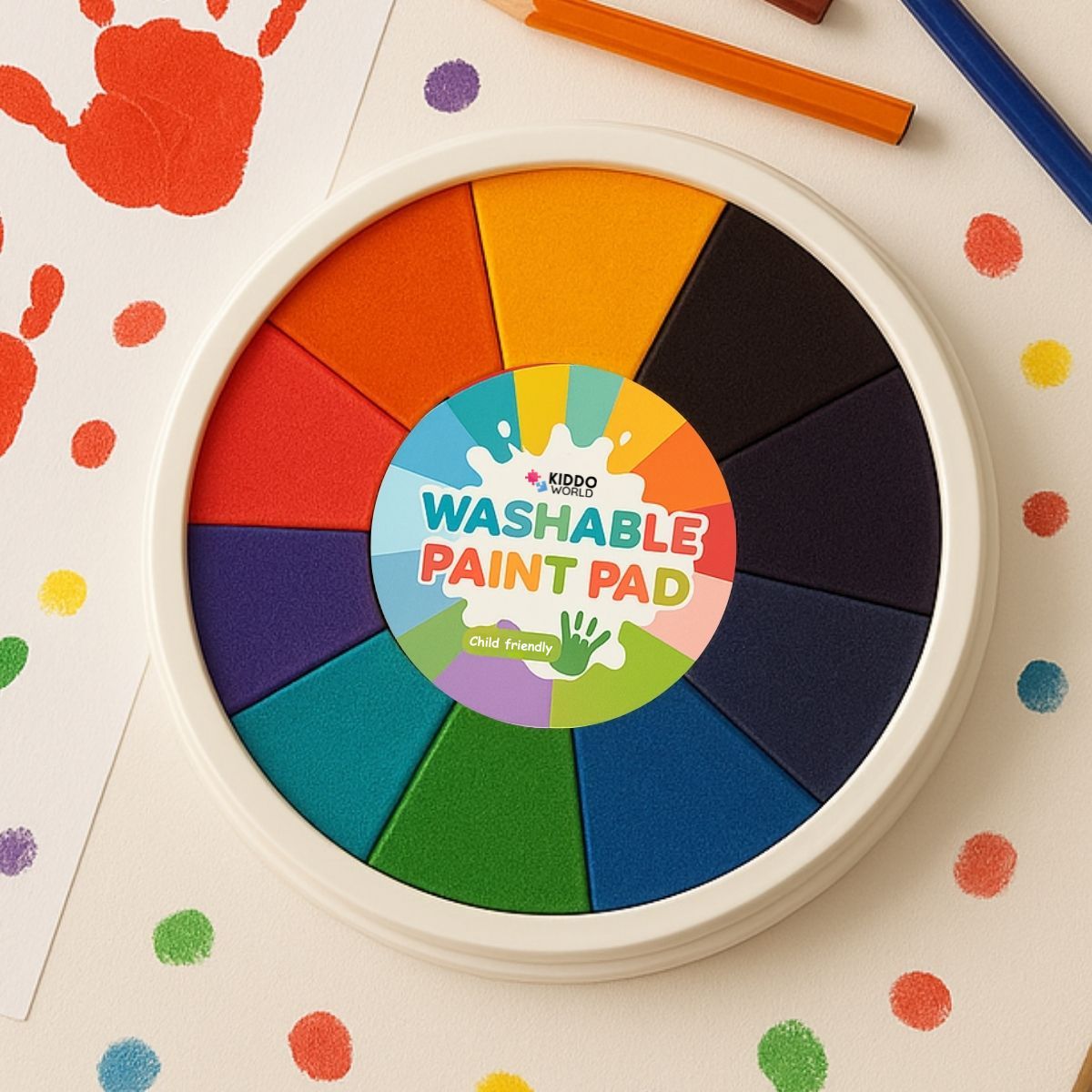 Farbpalette mit 12 verschiedenen Farben zum Fingerfarbenmalen (ab 1 Jahr)