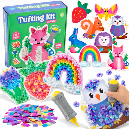 Tufting Kit | Sensorisches Kreativspiel mit bunten Fäden | Für Kinder ab 4+ Jahren