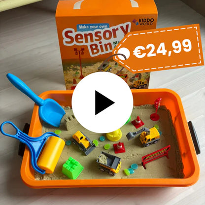 Sensorik-Box: Baustelle – Im Dunkeln leuchtende Steine, magnetischer Sand und Baufahrzeuge (ab 3 Jahren)